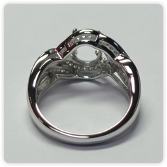 Sterling Silver Semi Mount Ring Setting Oval OV 8X6mm Swirl Shank DHJ