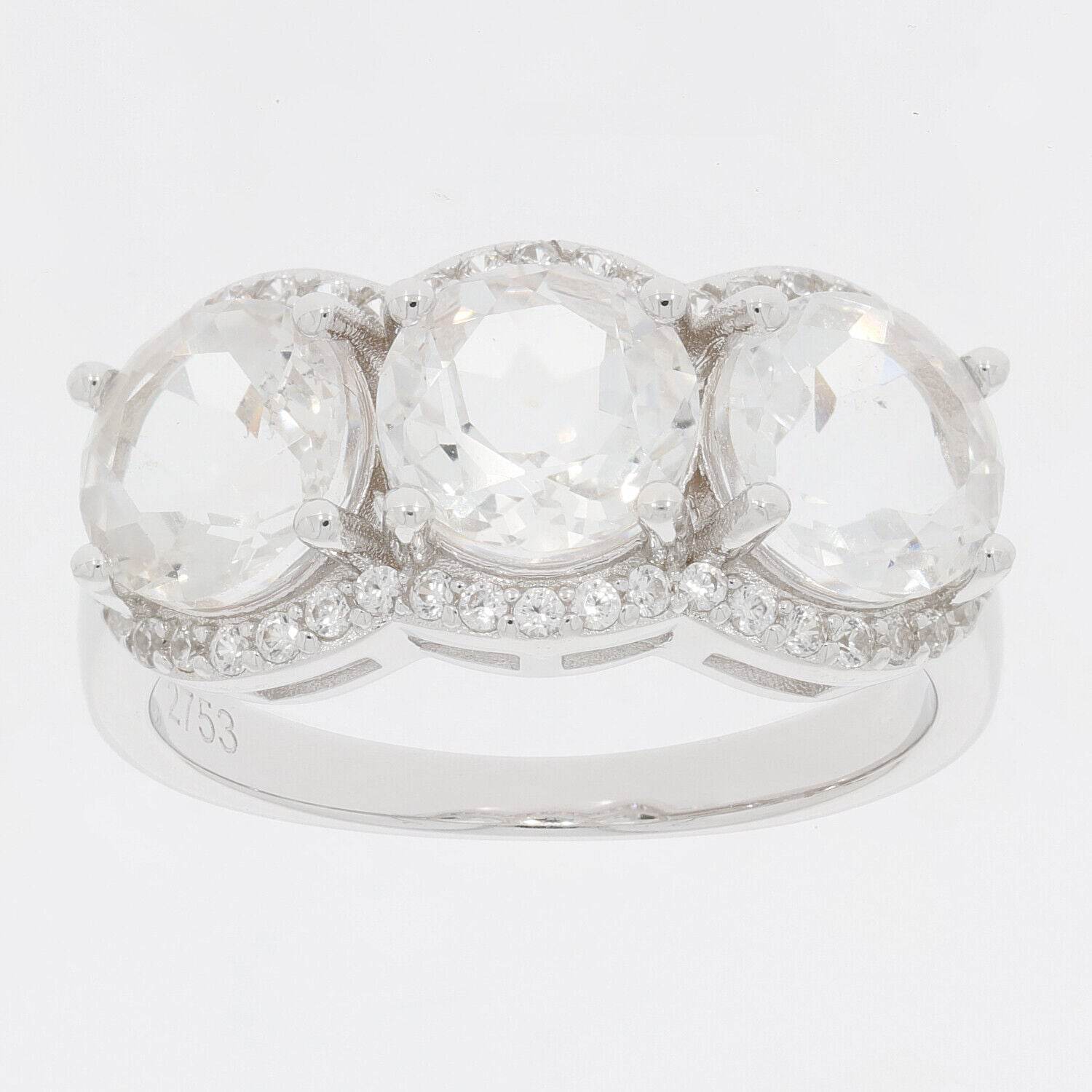 Sterling Silver Semi Mount Ring Setting Round RD 7x7mm 3 Stones Halo - Syzjewelry