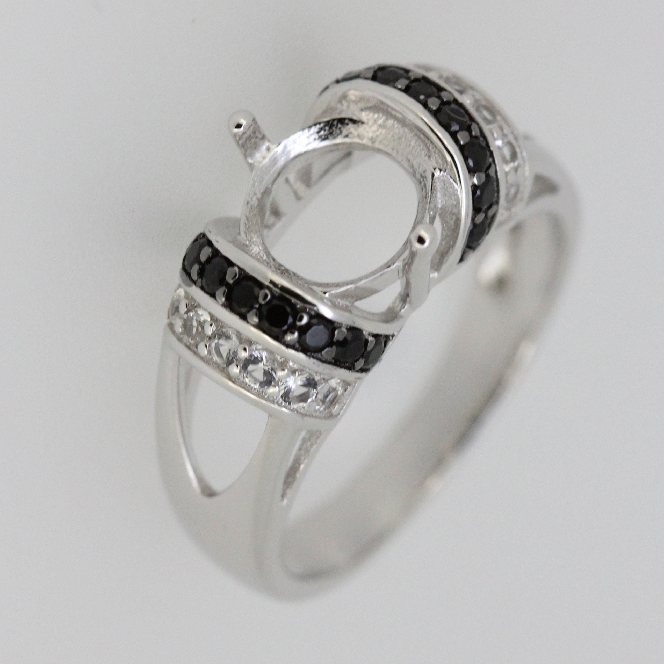 Sterling Silver Semi Mount Ring Setting RD 8x8mm Topaz Spinel Moissanite or CVD Diamond Syzjewelry