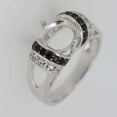Sterling Silver Semi Mount Ring Setting RD 8x8mm Topaz Spinel Moissanite or CVD Diamond Syzjewelry