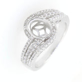 Sterling Silver Semi Mount Ring Setting Oval OV 9X7mm Halo Bypass - Syzjewelry