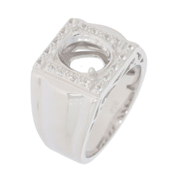 10K White Gold Ring Mount Oval OV 10x8mm Male Men's Ring Settings Halo Design Syzjewelry