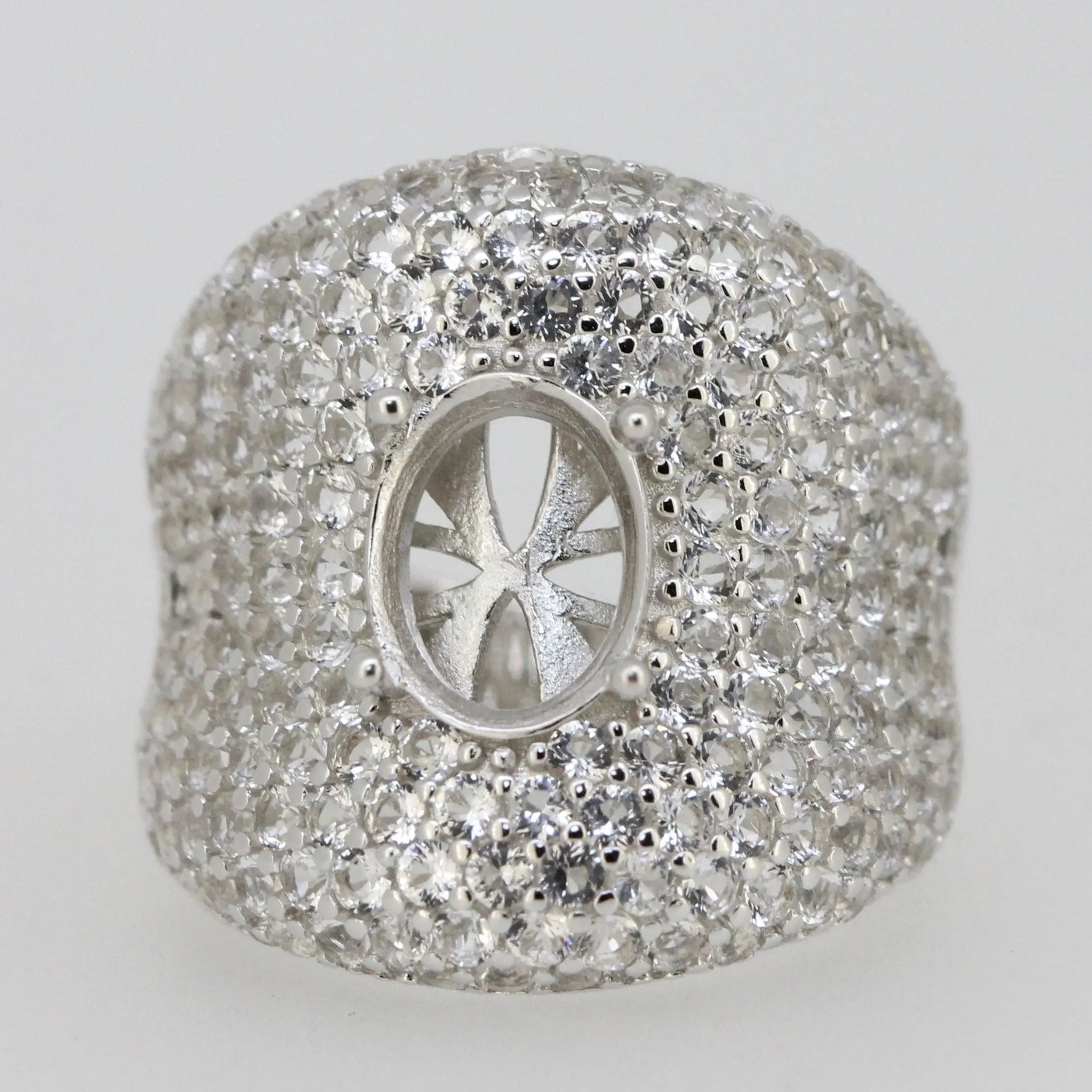 Sterling Silver Semi Mount Ring Setting Oval OV 10X8mm Dome Ring Bling Bling Diamond Moissanite Ring DHJ