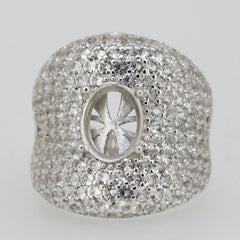 Sterling Silver Semi Mount Ring Setting Oval OV 10X8mm Dome Ring Bling Bling Diamond Moissanite Ring DHJ