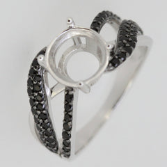 Sterling Silver Semi Mount Ring Setting Round RD 9x9mm Black Spinel White Topaz Split Shank Syzjewelry