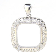 Sterling Silver Semi Mount Pendant Setting Cushion Cu 24.5x24.5x20mm Halo Syzjewelry