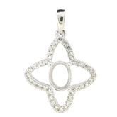 Sterling Silver Semi Mount Pendant Setting Oval OV 8x6 mm Star Theme Syzjewelry