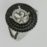 Sterling Silver Semi Mount Ring Setting Oval OV 10x8mm Black Spinel Triple Halo Split Shank - Syzjewelry