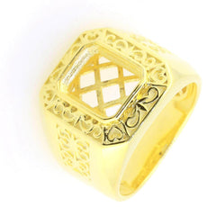 Men's Ring Settings Ring Mounting 10K Yellow Gold Emerald OCT 10X8mm Bezel Set - Syzjewelry