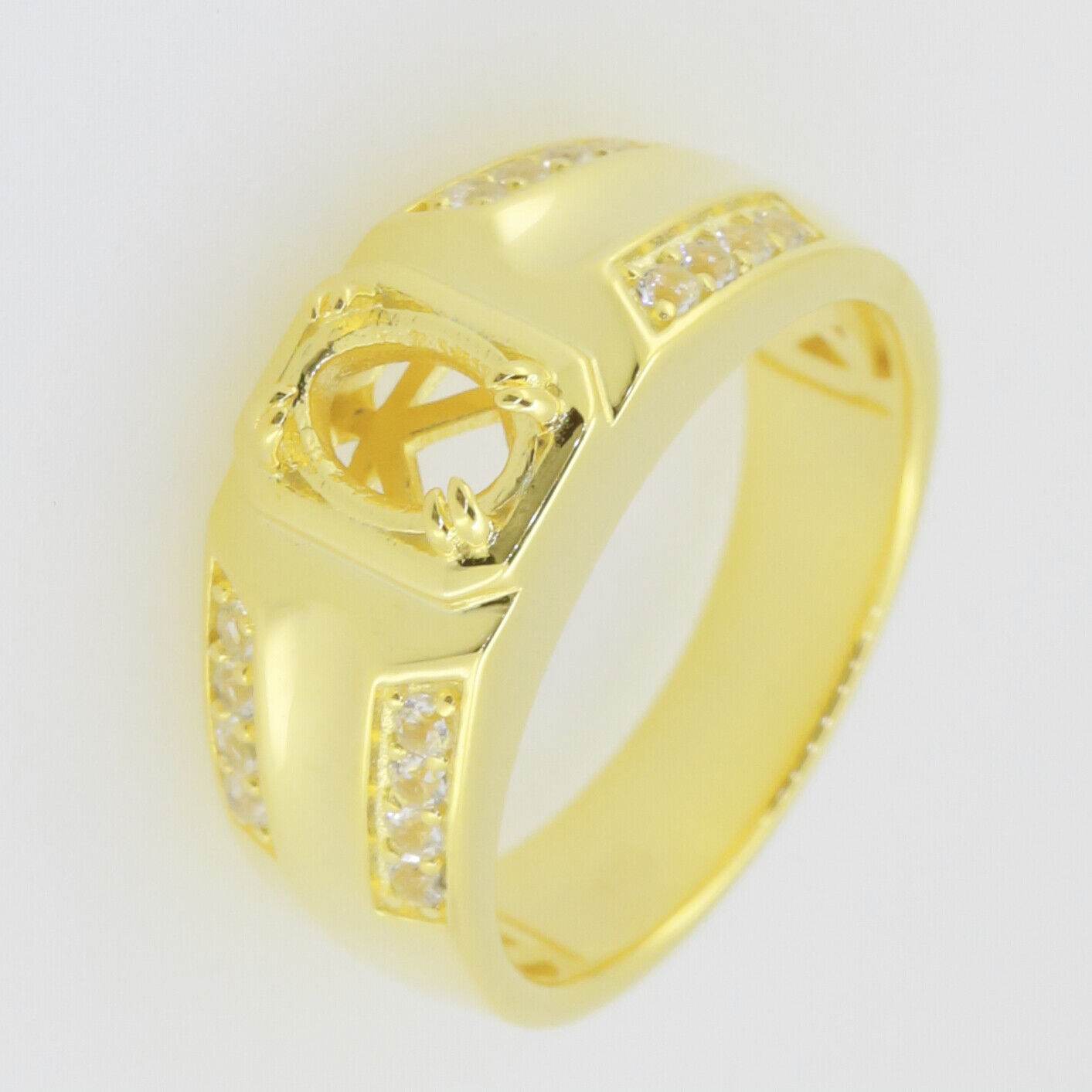 Men's Sterling Silver Semi Mount Ring Setting Oval OV 7x5mm - Syzjewelry