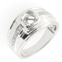 Sterling Silver Semi Mount Ring Setting Round RD 8x8mm Men's Ring Syzjewelry
