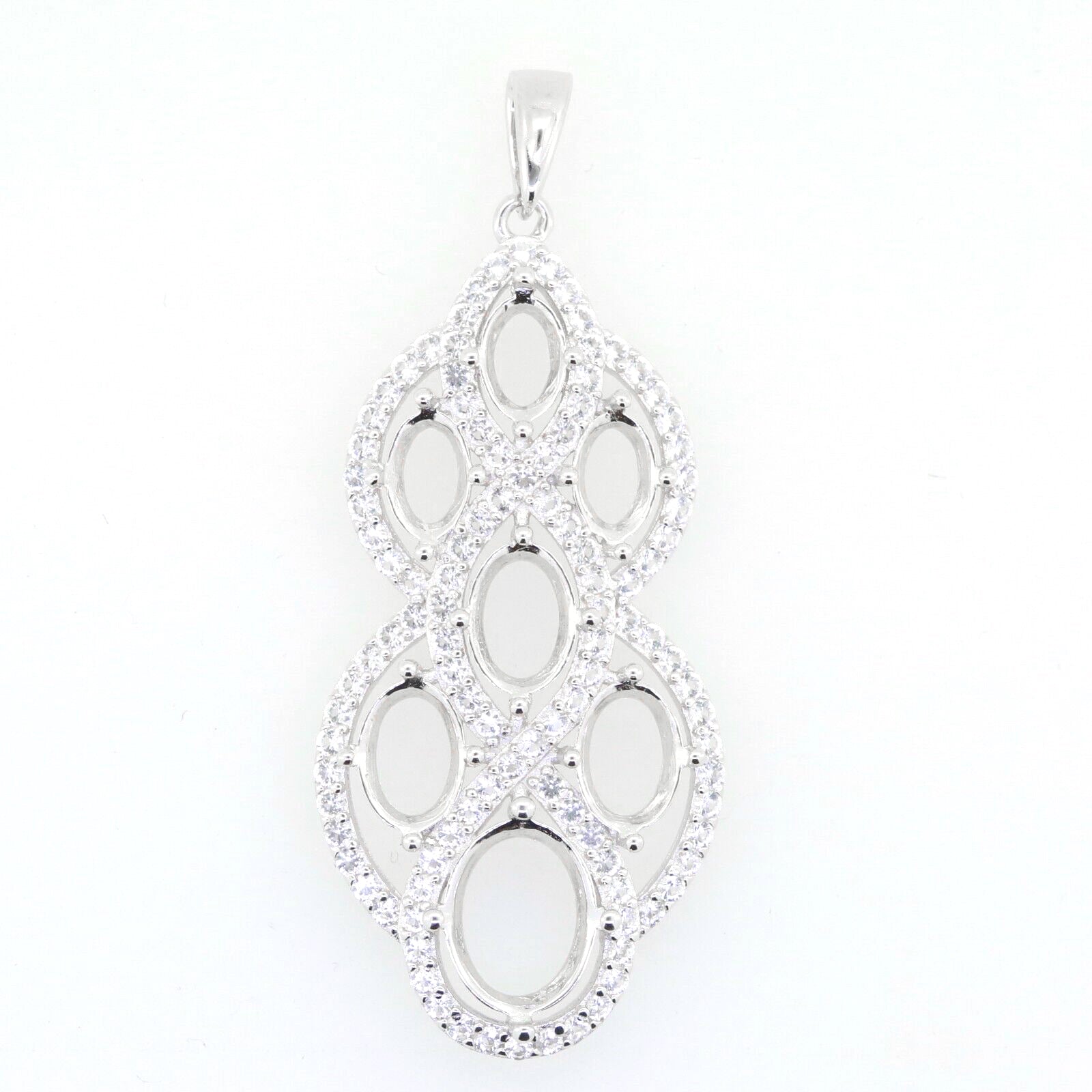 Sterling Silver Semi Mount Pendant Setting Oval OV 9x7mm OV7x5 OV6x4 Multi Stones Syzjewelry
