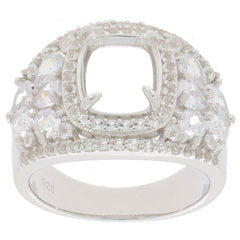 Sterling Silver Semi Mount Ring Setting Cushion CU 10X8mm Halo Dome Ring DHJ