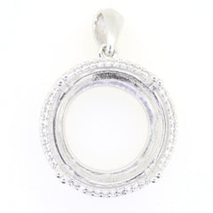 Sterling Silver Semi Mount Pendant Setting Round RD 13X13mm Halo Syzjewelry