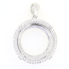 Sterling Silver Semi Mount Pendant Setting Round RD 25x25x17mm Halo Topaz Syzjewelry