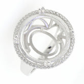 Sterling Silver Semi Mount Ring Setting Round RD 18x18 mm Halo Syzjewelry