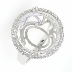 Sterling Silver Semi Mount Ring Setting Round RD 18x18 mm Halo Syzjewelry