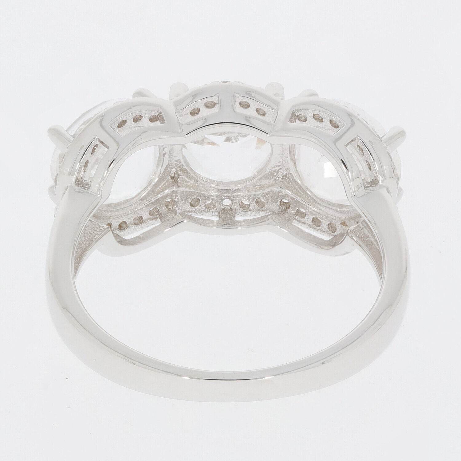 Sterling Silver Semi Mount Ring Setting Round RD 7x7mm 3 Stones Halo - Syzjewelry