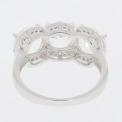 Sterling Silver Semi Mount Ring Setting Round RD 7x7mm 3 Stones Halo - Syzjewelry