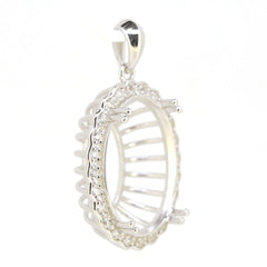 Sterling Silver Semi Mount Pendant Setting Oval OV 22x16mm Halo Syzjewelry
