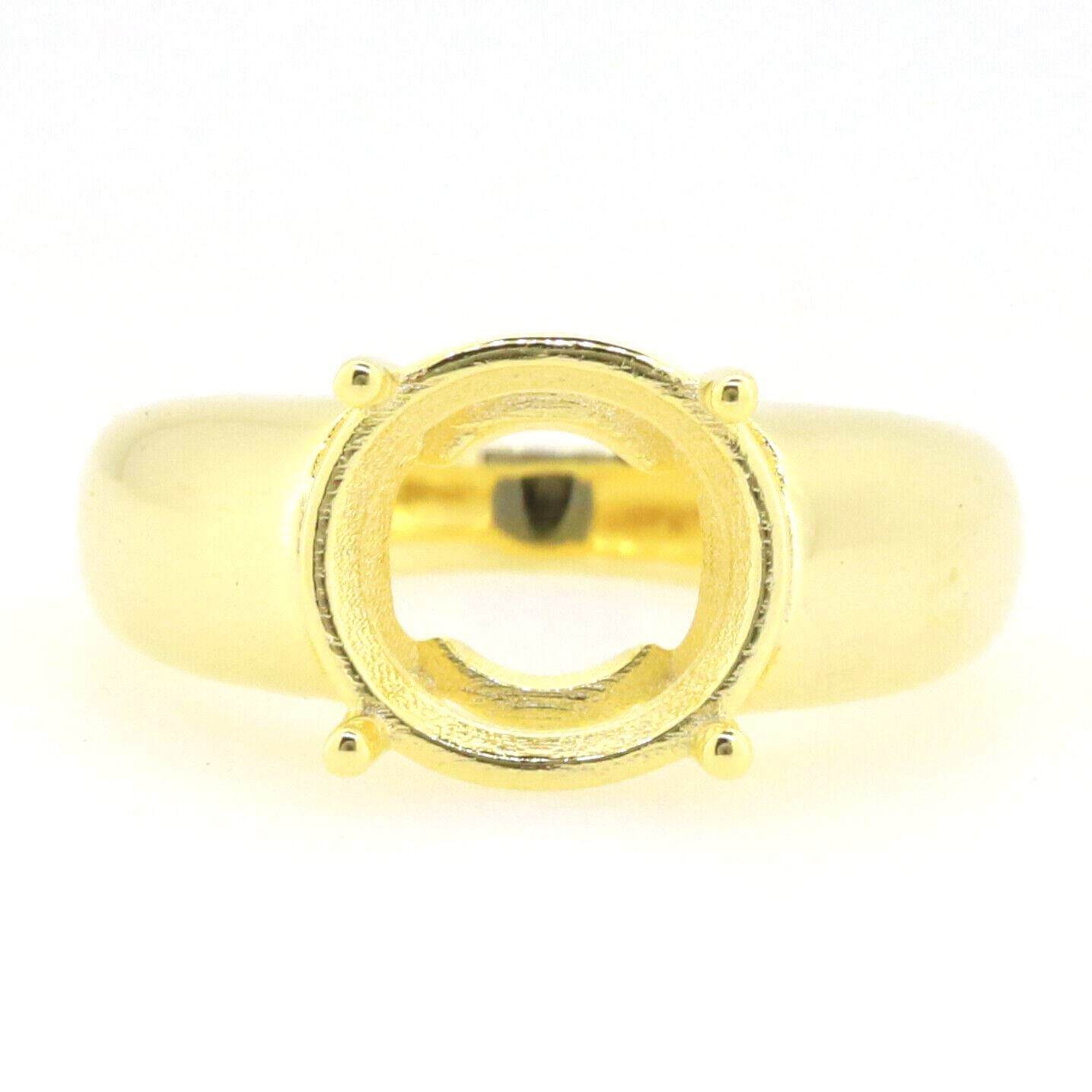 Men's Ring Settings Ring Mounting 14K Yellow Gold Semi Mount Ring Setting Round RD 11x11mm - Syzjewelry
