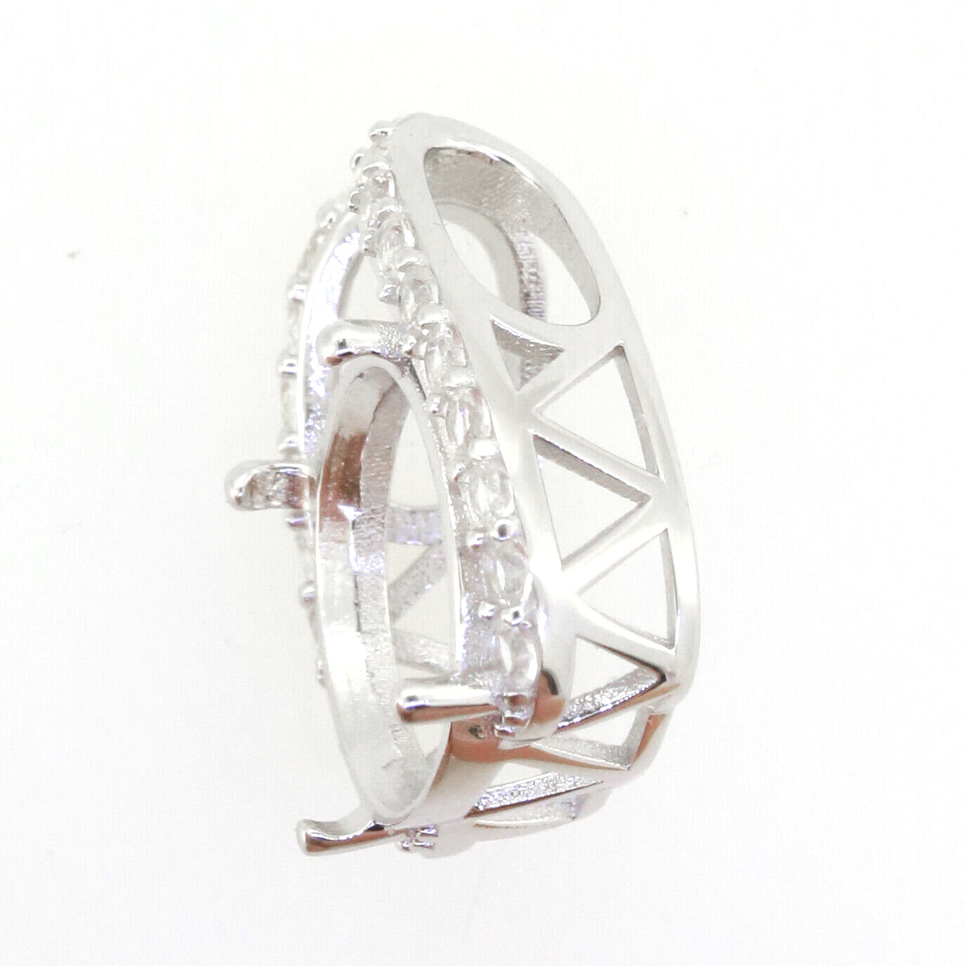 Sterling Silver Semi Mount Pendant Setting Round RD 12x12mm Slide Pendant Syzjewelry