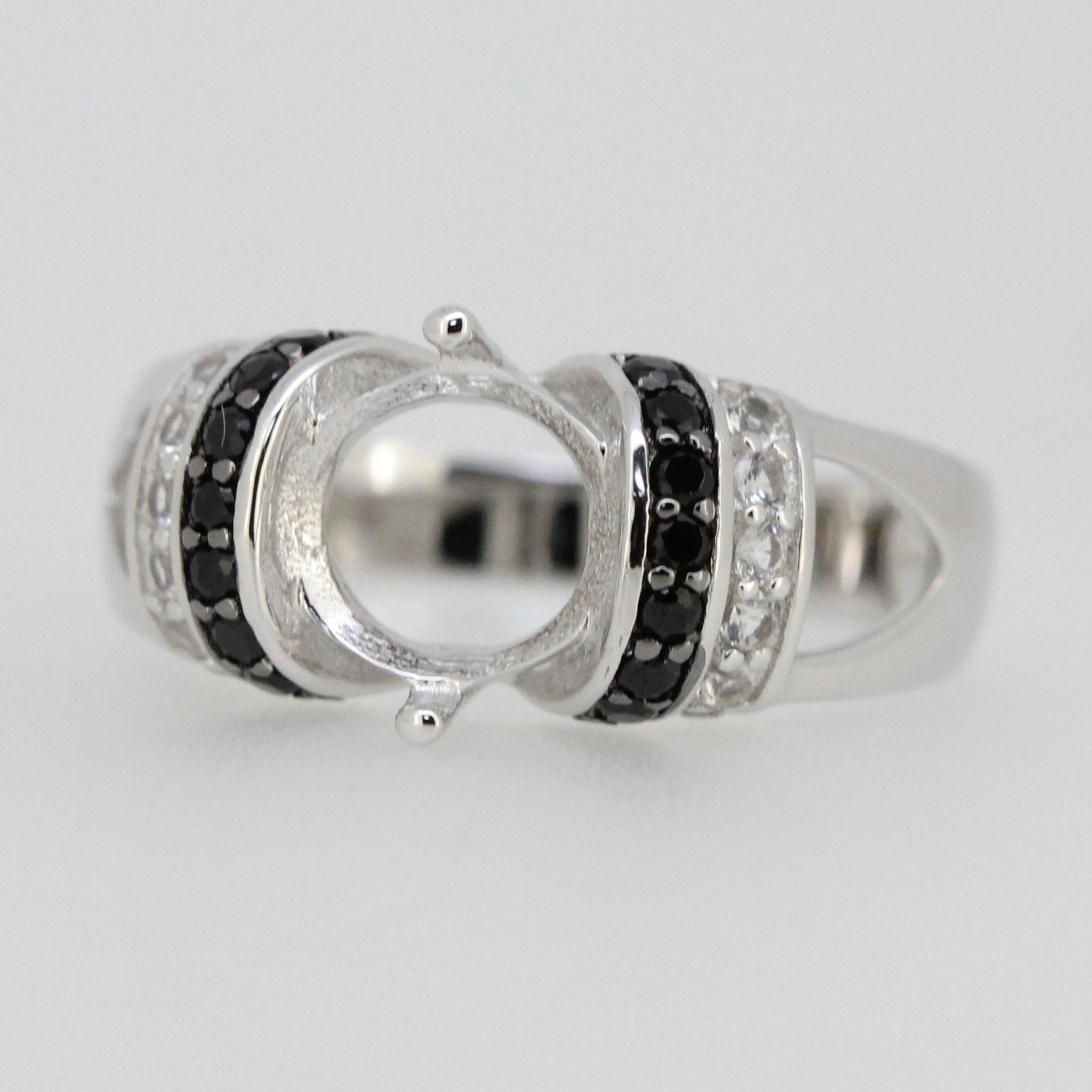 Sterling Silver Semi Mount Ring Setting RD 8x8mm Topaz Spinel Moissanite or CVD Diamond Syzjewelry