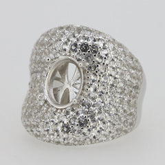 Sterling Silver Semi Mount Ring Setting Oval OV 10X8mm Dome Ring Bling Bling Diamond Moissanite Ring DHJ