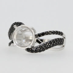 Sterling Silver Semi Mount Ring Setting Round RD 9x9mm Black Spinel White Topaz Split Shank Syzjewelry