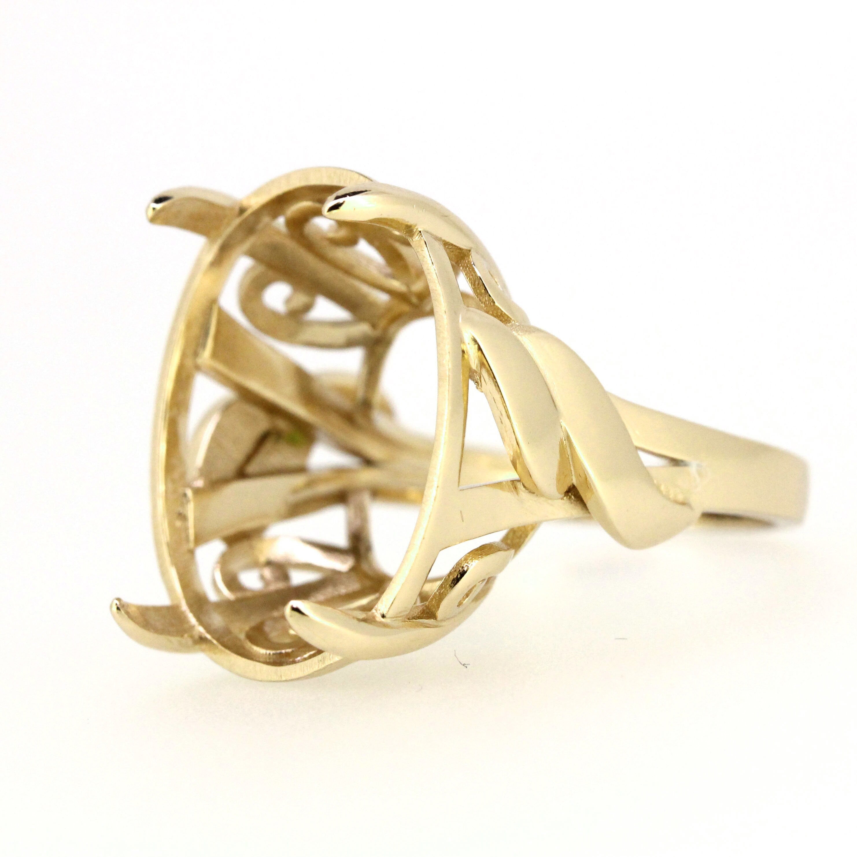 Art Deco Style Sterling Silver Semi Mount Ring Setting Oval OV 20x16mm Syzjewelry