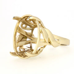 Art Deco Style Sterling Silver Semi Mount Ring Setting Oval OV 20x16mm Syzjewelry