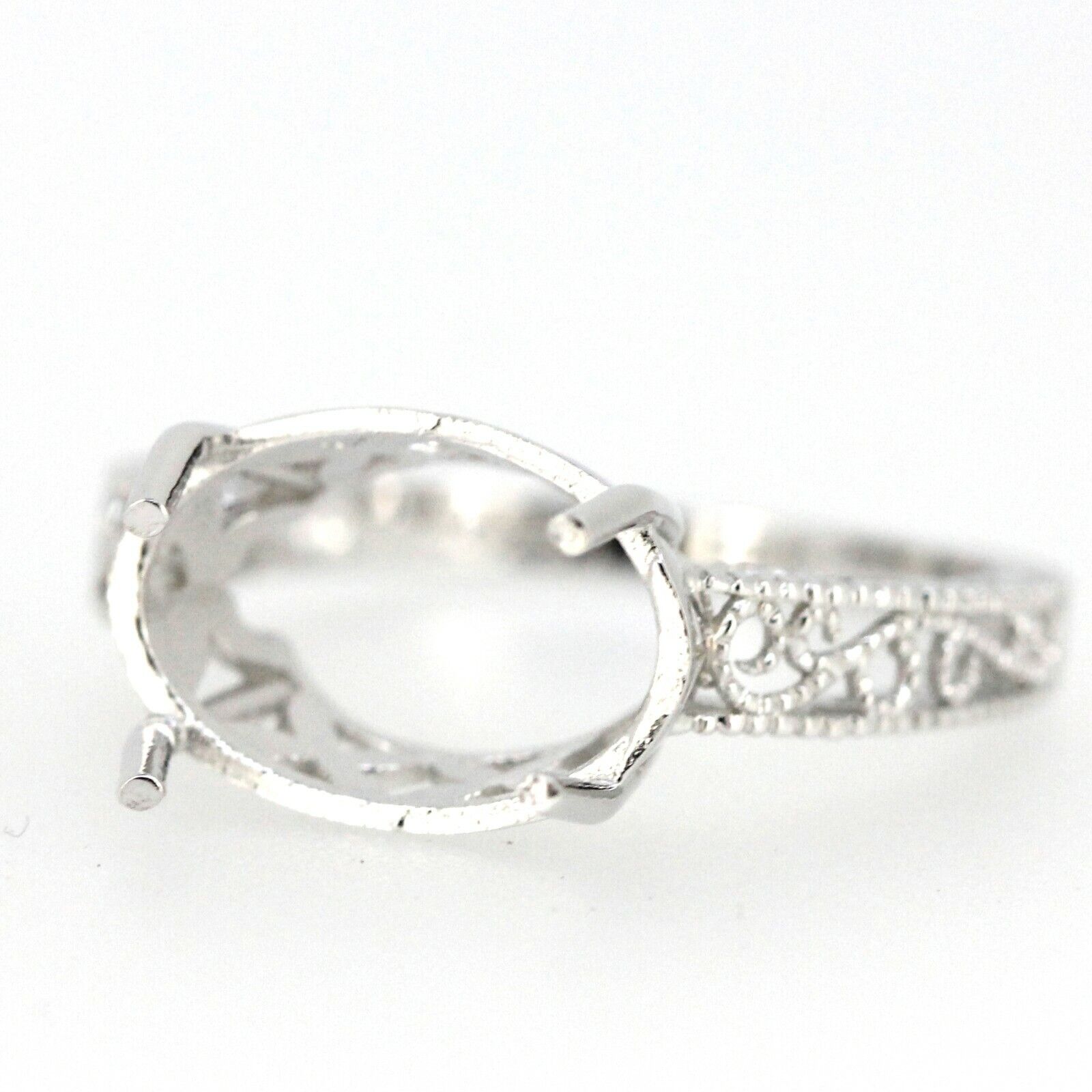 Sterling Silver 10K or 14K Gold Semi Mount Ring Setting Oval OV 13x9mm Filigree Syzjewelry