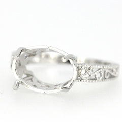 Sterling Silver 10K or 14K Gold Semi Mount Ring Setting Oval OV 13x9mm Filigree Syzjewelry
