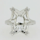 Sterling Silver Semi Mount Ring Setting Emerald OCT 16x12mm Contemporary Syzjewelry