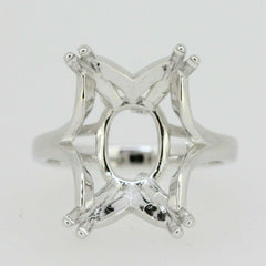 Sterling Silver Semi Mount Ring Setting Emerald OCT 16x12mm Contemporary Syzjewelry