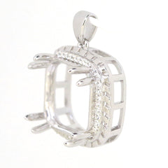 Sterling Silver Semi Mount Pendant Setting Cushion Cu 24.5x24.5x20mm Halo Syzjewelry