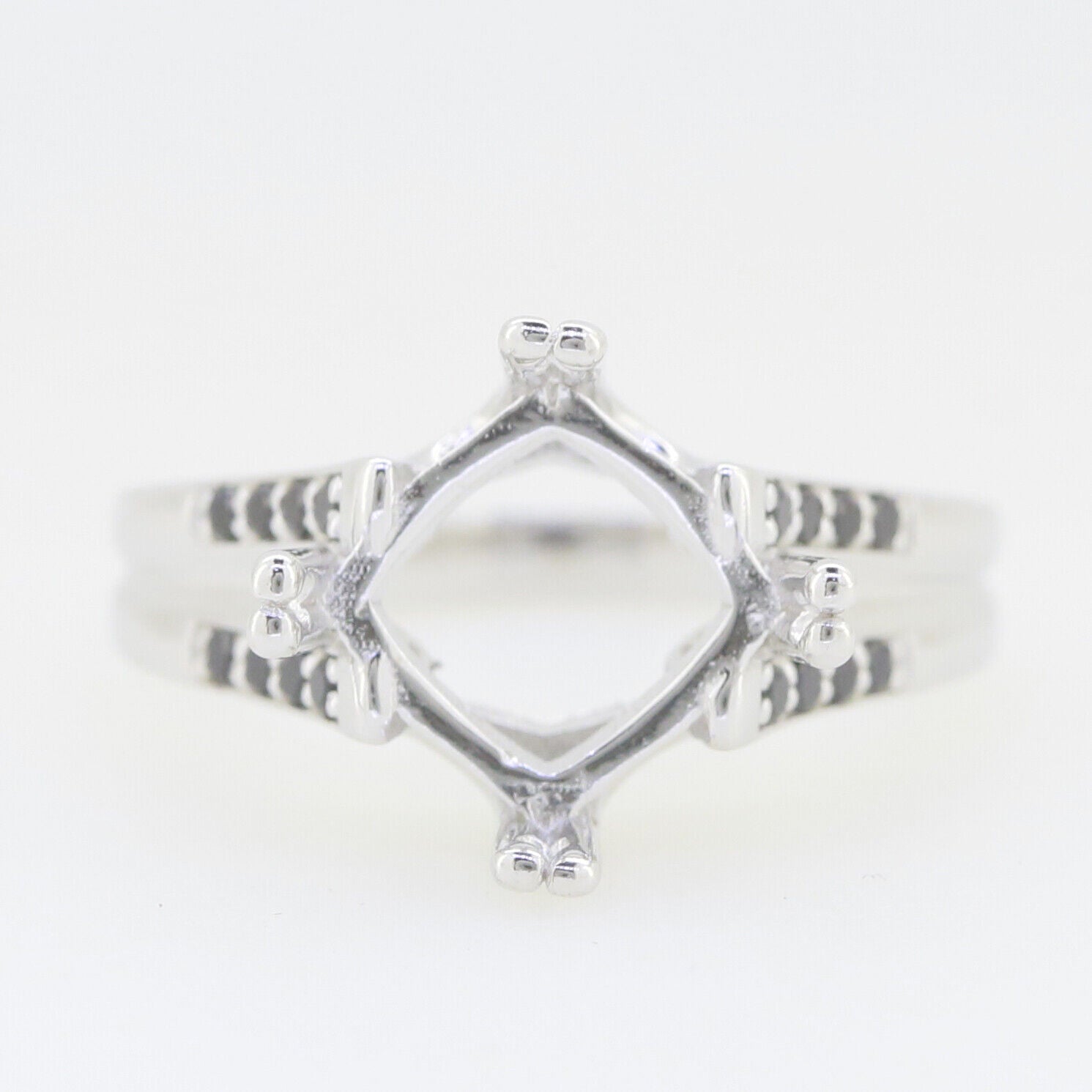 Sterling Silver Semi Mount Ring Setting Princess SQ 8x8mm Black Spinel White Topaz Syzjewelry