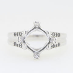 Sterling Silver Semi Mount Ring Setting Princess SQ 8x8mm Black Spinel White Topaz Syzjewelry