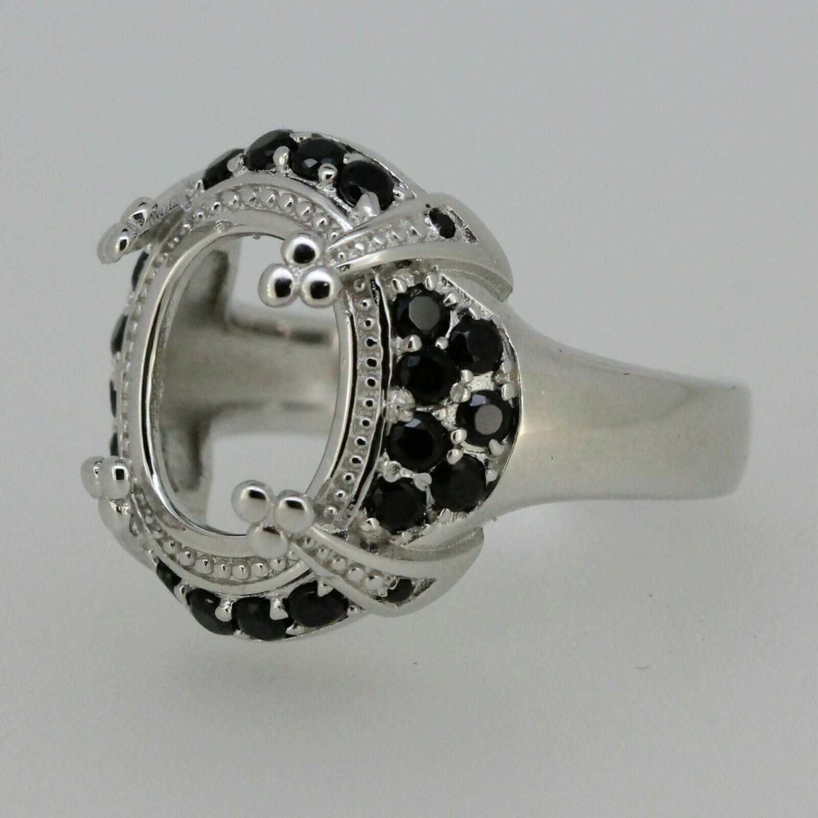 10K Gold Semi Mount Ring Setting Oval OV 11x9mm Black Spinel Cocktail Ring Cabochon Syzjewelry