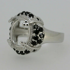 10K Gold Semi Mount Ring Setting Oval OV 11x9mm Black Spinel Cocktail Ring Cabochon Syzjewelry