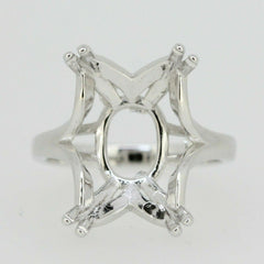 Sterling Silver Semi Mount Ring Setting Emerald OCT 2x10mm Contemporary Syzjewelry