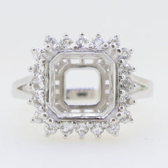 Sterling Silver Semi Mount Ring Setting Square Emerald SQ 10X10mm Halo Topaz Syzjewelry