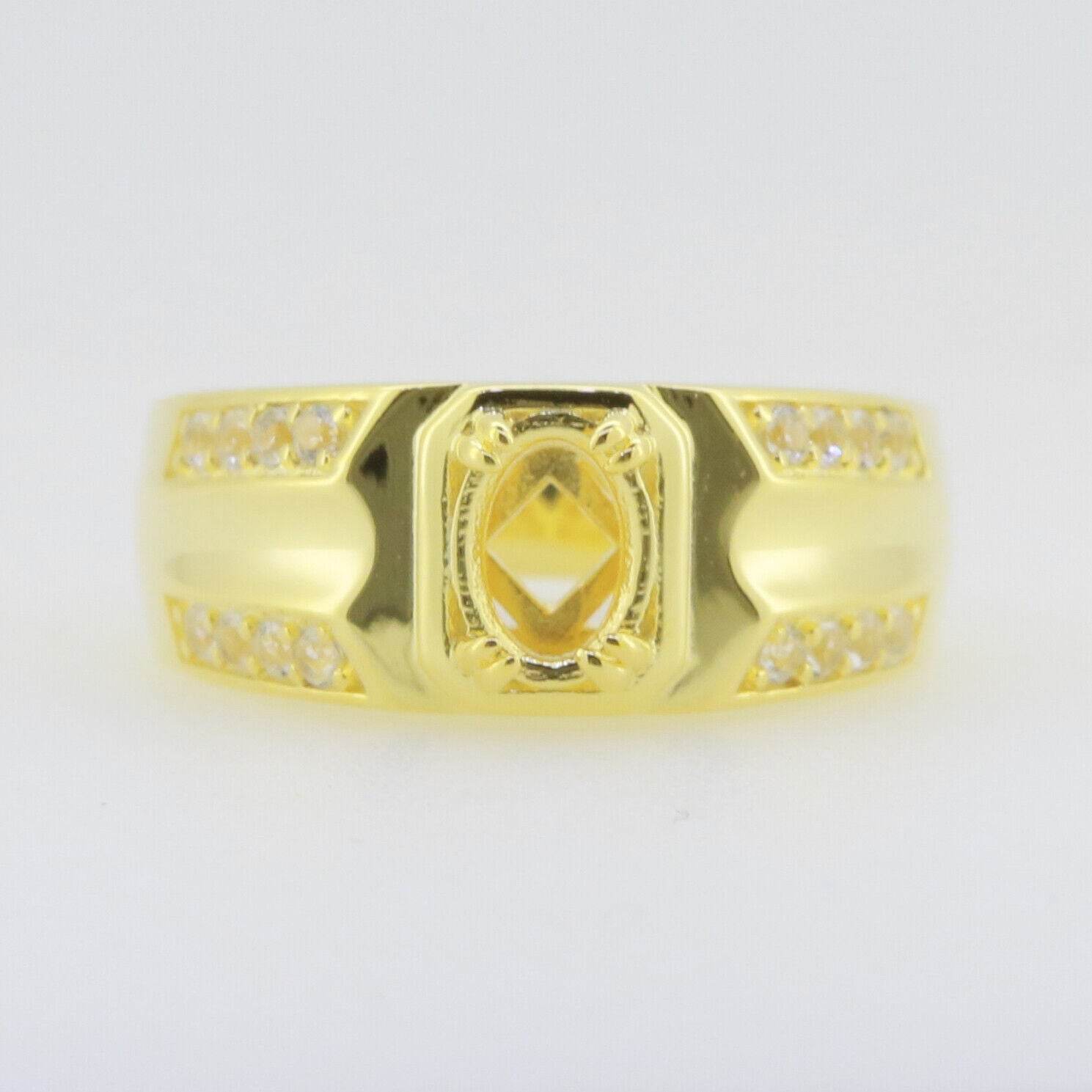 Men's Sterling Silver Semi Mount Ring Setting Oval OV 7x5mm - Syzjewelry