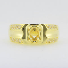 Men's Sterling Silver Semi Mount Ring Setting Oval OV 7x5mm - Syzjewelry