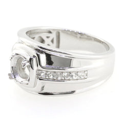 Sterling Silver Semi Mount Ring Setting Round RD 8x8mm Men's Ring Syzjewelry