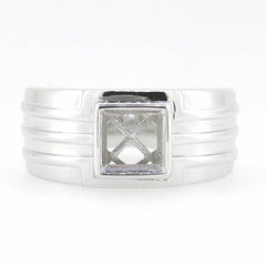 Men's Sterling Silver Semi Mount Ring Setting Princess SQ 6.5X6.5mm - Syzjewelry