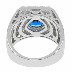 10K White Gold Ring Mount Oval OV 10x8mm Male Men's Ring Settings Halo Design Syzjewelry