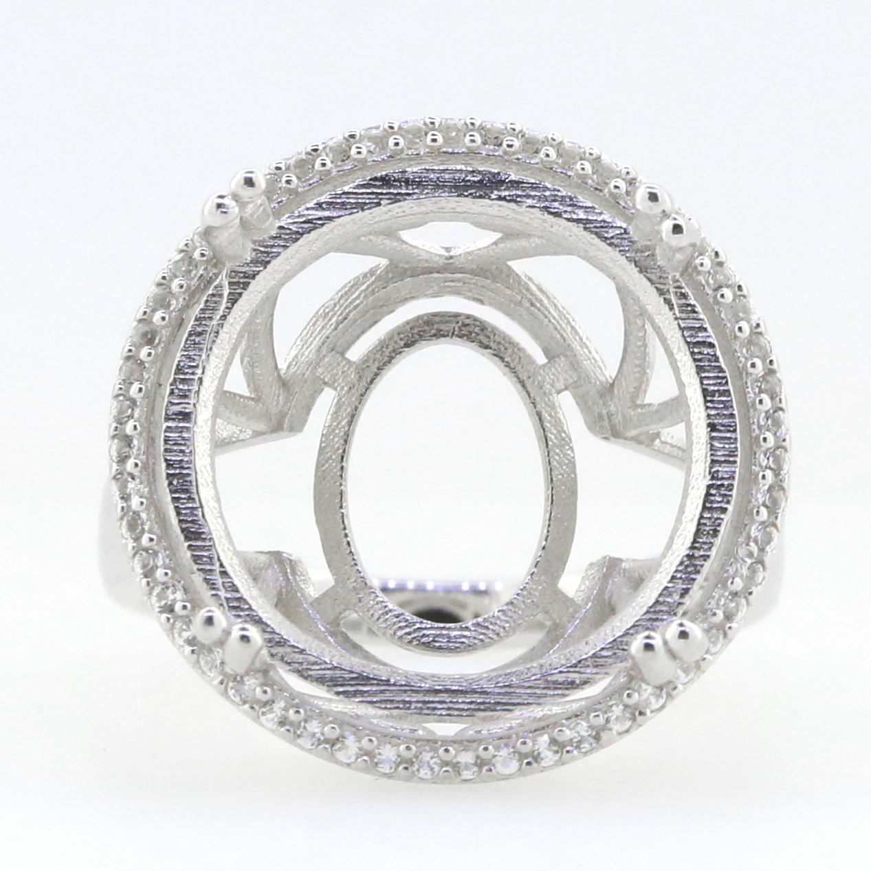 Sterling Silver Semi Mount Ring Setting Round RD 18x18 mm Halo Syzjewelry