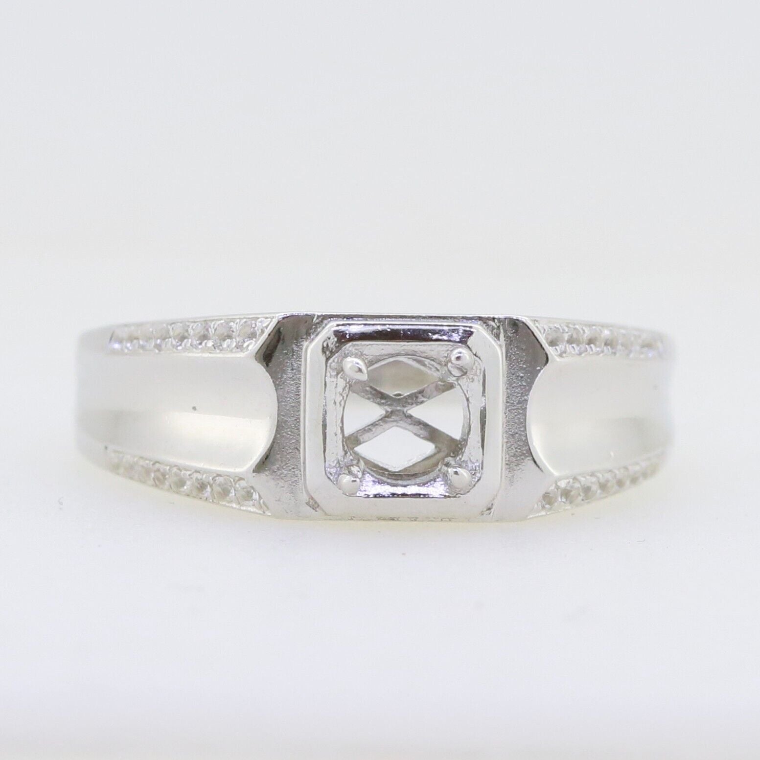 Men's 18K Gold Semi Mount Ring Setting Round RD 6x6mm Unisex Ring Syzjewelry