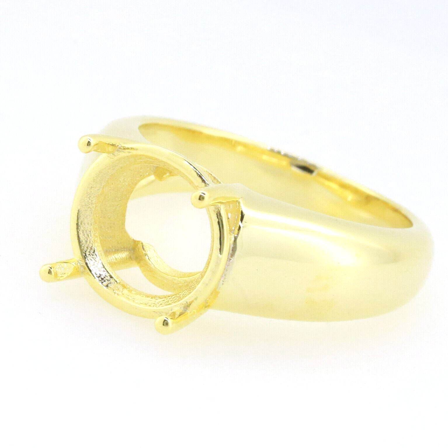 Men's Ring Settings Ring Mounting 14K Yellow Gold Semi Mount Ring Setting Round RD 11x11mm - Syzjewelry